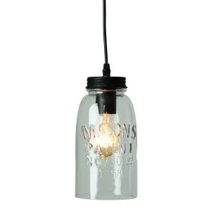 Oriel Lighting Mason Jar Pendant Clear by Oriel Lighting, a Pendant Lighting for sale on Style Sourcebook