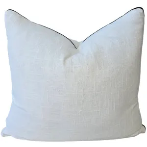Olga Linen Cotton Cushion 55cm Square - White with Black Piping by null, a Cushions, Decorative Pillows for sale on Style Sourcebook