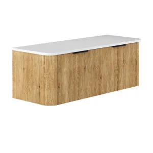 Minka Curved Scandi Oak 1200 Wall Hung Cabinet by Fienza, a Vanities for sale on Style Sourcebook