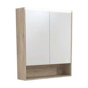750 LED Mirror Cabinet with Display Shelf, Scandi Oak by Fienza, a Illuminated Mirrors for sale on Style Sourcebook