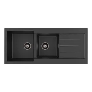 Kuro Granite 32L/22L Double Kitchen Sink with Drainer by Fienza, a Kitchen Sinks for sale on Style Sourcebook
