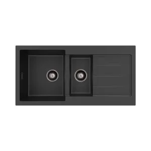 Kuro Granite 32L/14L Double Kitchen Sink with Drainer by Fienza, a Kitchen Sinks for sale on Style Sourcebook