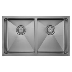 Hana Anti-Scratch 27L/27L Double Kitchen Sink, PVD Gun Metal by Fienza, a Kitchen Sinks for sale on Style Sourcebook