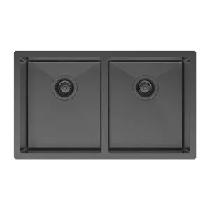 Hana 27L/27L Double Kitchen Sink, PVD Carbon Metal by Fienza, a Kitchen Sinks for sale on Style Sourcebook