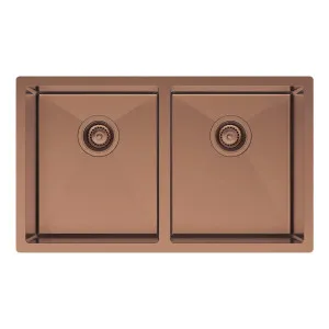 Hana 27L/27L Double Kitchen Sink, PVD Brushed Copper by Fienza, a Kitchen Sinks for sale on Style Sourcebook