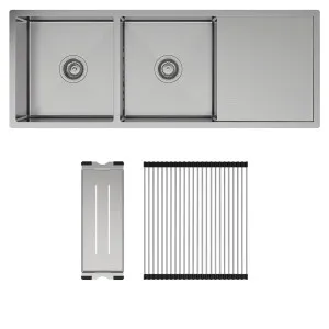 Hana 29L/29L Double Kitchen Sink with Drainer Kit by Fienza, a Kitchen Sinks for sale on Style Sourcebook
