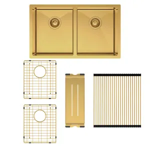 Hana 27L/27L Double Kitchen Sink Kit, PVD Rugged Brass by Fienza, a Kitchen Sinks for sale on Style Sourcebook
