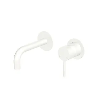 Kaya Basin/Bath Wall Mixer Set, Round Plates, 130mm Outlet, Matte White by Fienza, a Bathroom Taps & Mixers for sale on Style Sourcebook
