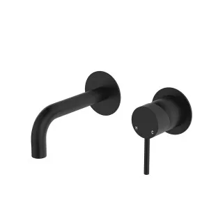 Kaya Basin/Bath Wall Mixer Set, Round Plates, 130mm Outlet, Matte Black by Fienza, a Bathroom Taps & Mixers for sale on Style Sourcebook