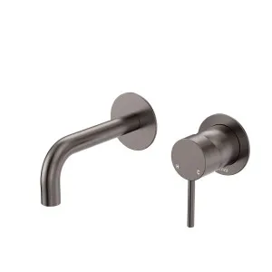 Kaya Basin/Bath Wall Mixer Set, Round Plates, 130mm Outlet, Gun Metal by Fienza, a Bathroom Taps & Mixers for sale on Style Sourcebook