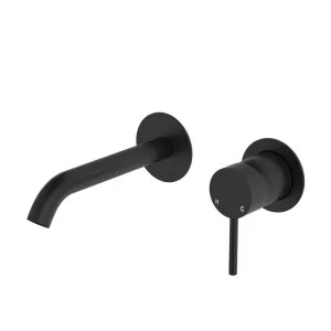 Kaya Basin/Bath Wall Mixer Set, Round Plates, 160mm Outlet, Matte Black by Fienza, a Bathroom Taps & Mixers for sale on Style Sourcebook