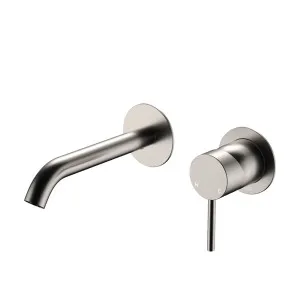 Kaya Basin/Bath Wall Mixer Set, Round Plates, 160mm Outlet, Brushed Nickel by Fienza, a Bathroom Taps & Mixers for sale on Style Sourcebook