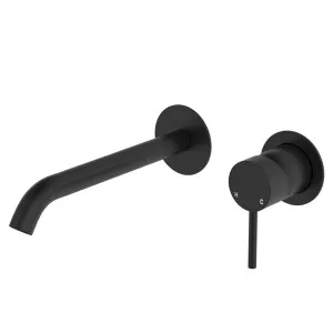 Kaya Basin/Bath Wall Mixer Set, Round Plates, 200mm Outlet, Matte Black by Fienza, a Bathroom Taps & Mixers for sale on Style Sourcebook