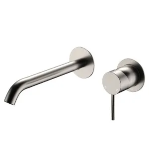 Kaya Basin/Bath Wall Mixer Set, Round Plates, 200mm Outlet, Brushed Nickel by Fienza, a Bathroom Taps & Mixers for sale on Style Sourcebook