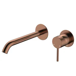 Kaya Basin/Bath Wall Mixer Set, Round Plates, 200mm Outlet, Brushed Copper by Fienza, a Bathroom Taps & Mixers for sale on Style Sourcebook