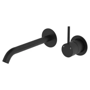 Kaya Up Basin/Bath Wall Mixer Set, Round Plates, 200mm Outlet, Matte Black by Fienza, a Bathroom Taps & Mixers for sale on Style Sourcebook