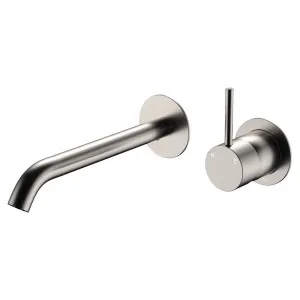 Kaya Up Basin/Bath Wall Mixer Set, Round Plates, 200mm Outlet, Brushed Nickel by Fienza, a Bathroom Taps & Mixers for sale on Style Sourcebook