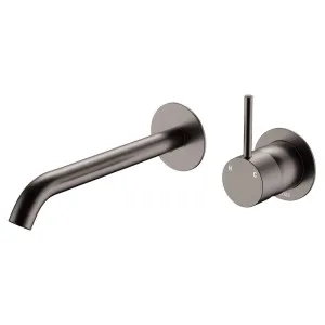 Kaya Up Basin/Bath Wall Mixer Set, Round Plates, 200mm Outlet, Gun Metal by Fienza, a Bathroom Taps & Mixers for sale on Style Sourcebook