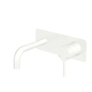 Kaya Basin/Bath Wall Mixer Set, Rectangular Plates, 130mm Outlet, Matte White by Fienza, a Bathroom Taps & Mixers for sale on Style Sourcebook