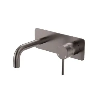Kaya Basin/Bath Wall Mixer Set, Rectangular Plates, 130mm Outlet, Gun Metal by Fienza, a Bathroom Taps & Mixers for sale on Style Sourcebook
