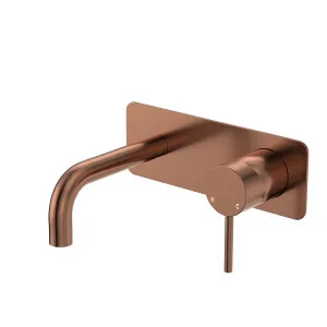 Kaya Basin/Bath Wall Mixer Set, Rectangular Plates, 130mm Outlet, Brushed Copper by Fienza, a Bathroom Taps & Mixers for sale on Style Sourcebook