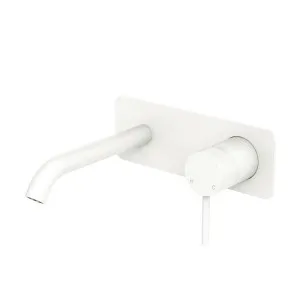 Kaya Basin/Bath Wall Mixer Set, Rectangular Plate, 160mm Outlet, Matte White by Fienza, a Bathroom Taps & Mixers for sale on Style Sourcebook