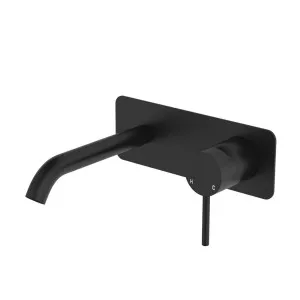 Kaya Basin/Bath Wall Mixer Set, Rectangular Plate, 160mm Outlet, Matte Black by Fienza, a Bathroom Taps & Mixers for sale on Style Sourcebook