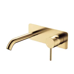 Kaya Basin/Bath Wall Mixer Set, Rectangular Plate, 160mm Outlet, Urban Brass by Fienza, a Bathroom Taps & Mixers for sale on Style Sourcebook
