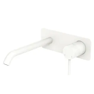 Kaya Basin/Bath Wall Mixer Set, Rectangular Plate, 200mm Outlet, Matte White by Fienza, a Bathroom Taps & Mixers for sale on Style Sourcebook