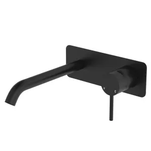 Kaya Basin/Bath Wall Mixer Set, Rectangular Plate, 200mm Outlet, Matte Black by Fienza, a Bathroom Taps & Mixers for sale on Style Sourcebook