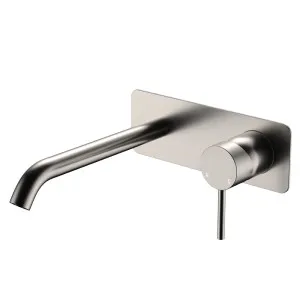 Kaya Basin/Bath Wall Mixer Set, Rectangular Plate, 200mm Outlet, Brushed Nickel by Fienza, a Bathroom Taps & Mixers for sale on Style Sourcebook