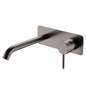 Kaya Basin/Bath Wall Mixer Set, Rectangular Plate, 200mm Outlet, Gun Metal by Fienza, a Bathroom Taps & Mixers for sale on Style Sourcebook