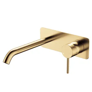 Kaya Basin/Bath Wall Mixer Set, Rectangular Plate, 200mm Outlet, Urban Brass by Fienza, a Bathroom Taps & Mixers for sale on Style Sourcebook