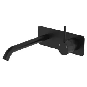 Kaya Up Basin/Bath Wall Mixer Set, Rectangular Plate, 200mm Outlet, Matte Black by Fienza, a Bathroom Taps & Mixers for sale on Style Sourcebook