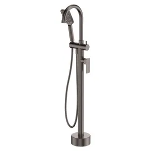 Tono Floor Mounted Bath Mixer With Hand Shower, Gun Metal by Fienza, a Bathroom Taps & Mixers for sale on Style Sourcebook