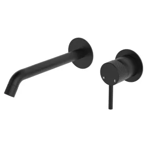 Axle Wall Basin/Bath Mixer Set, Round Plates, 200mm Outlet, Matte Black by Fienza, a Bathroom Taps & Mixers for sale on Style Sourcebook
