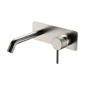 Axle Wall Basin/Bath Mixer Set, Rectangular Plate, 160mm Outlet, Brushed Nickel by Fienza, a Bathroom Taps & Mixers for sale on Style Sourcebook