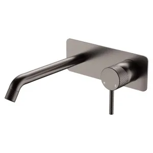Axle Wall Basin/Bath Mixer Set, Rectangular Plate, 200mm Outlet, Gun Metal by Fienza, a Bathroom Taps & Mixers for sale on Style Sourcebook