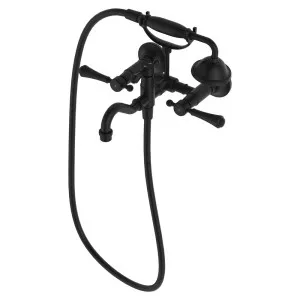 Lillian Lever Exposed Bath Tap Set with Hand Shower, Matte Black by Fienza, a Bathroom Taps & Mixers for sale on Style Sourcebook