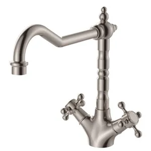 Lillian Shepherds Crook Sink Mixer, Brushed Nickel by Fienza, a Kitchen Taps & Mixers for sale on Style Sourcebook