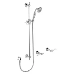 Lillian Lever Rail Shower Set, Chrome with Ceramic White Handle by Fienza, a Shower Heads & Mixers for sale on Style Sourcebook