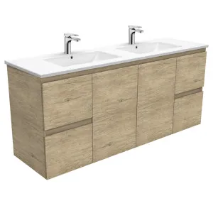Dolce Edge Scandi Oak 1500 Double Bowl Wall-Hung Vanity by Fienza, a Vanities for sale on Style Sourcebook