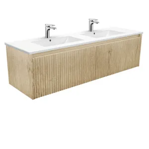 Dolce Alina Scandi Oak 1500 Double Bowl Wall-Hung Vanity by Fienza, a Vanities for sale on Style Sourcebook