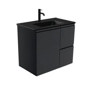 Dolce Matte Black Fingerpull Satin Black 750 Wall-Hung Vanity by Fienza, a Vanities for sale on Style Sourcebook