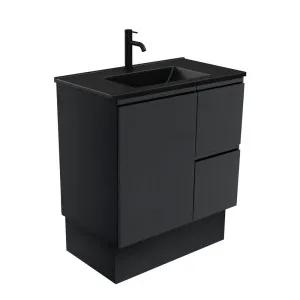 Dolce Matte Black Fingerpull Satin Black 750 Vanity On Kickboard by Fienza, a Vanities for sale on Style Sourcebook