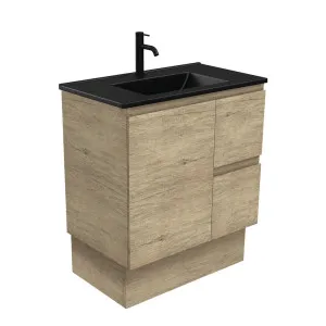 Dolce Matte Black Edge Scandi Oak 750 Vanity On Kickboard by Fienza, a Vanities for sale on Style Sourcebook