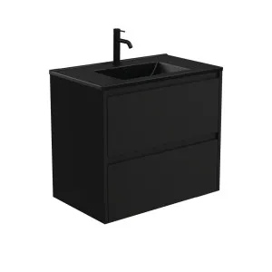 Dolce Matte Black Amato 750 Satin Black Wall-Hung Vanity by Fienza, a Vanities for sale on Style Sourcebook