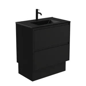 Dolce Matte Black Amato 750 Satin Black Vanity On Kick by Fienza, a Vanities for sale on Style Sourcebook