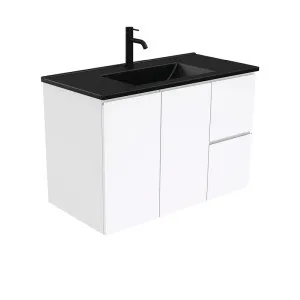 Dolce Matte Black Fingerpull Gloss White 900 Wall-Hung Vanity by Fienza, a Vanities for sale on Style Sourcebook
