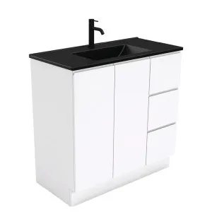 Dolce Matte Black Fingerpull Gloss White 900 Vanity On Kickboard by Fienza, a Vanities for sale on Style Sourcebook